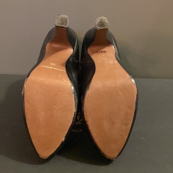 Cynthia Rowley Marlene Black Leather Ankle Boots | Pre-Owned Very Good Condition - Picture 4 of 5